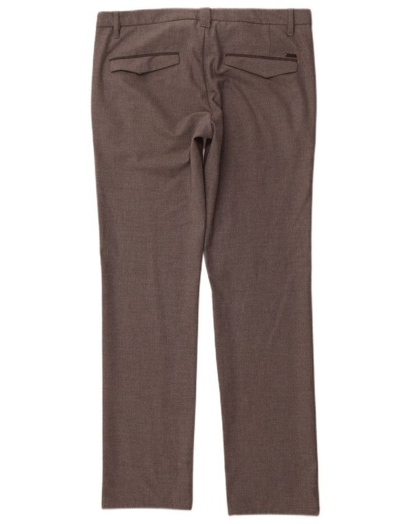 Мужские костюмные брюки узкого кроя HUGO BOSS W33 L32, серый полиэстер