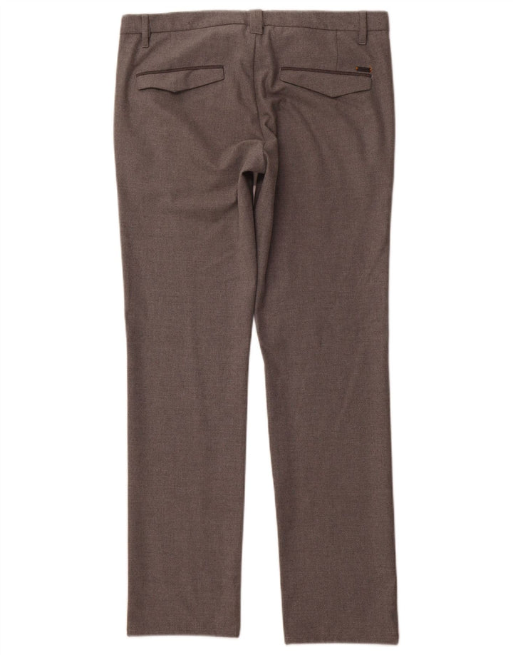 Мужские костюмные брюки узкого кроя HUGO BOSS W33 L32, серый полиэстер