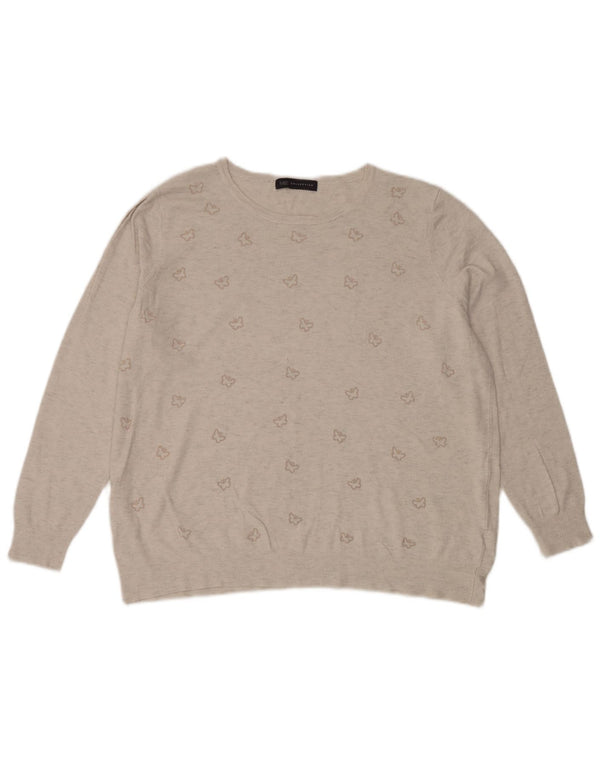 Женский джемпер с вырезом «лодочка» Marks & Spencer UK 22 3XL Off White Butterf