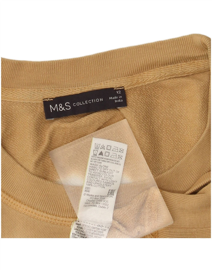 Женский свитер Marks & Spencer UK 12, хлопковый средний бежевый в полоску