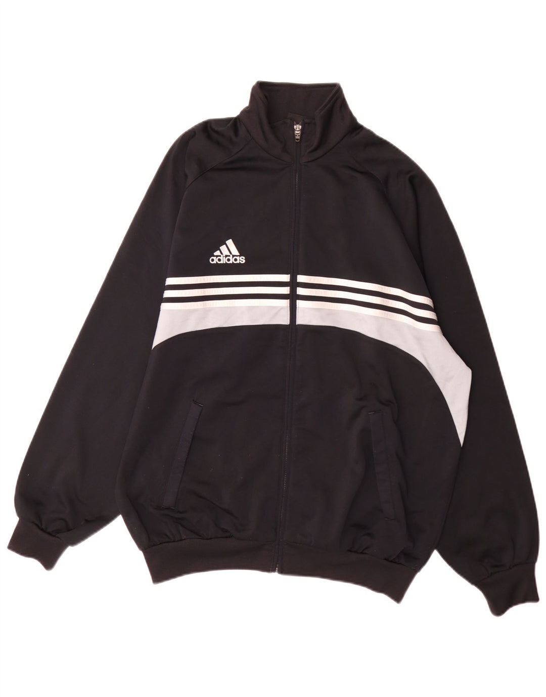 Мужская спортивная куртка Adidas UK 42/44, большой черный полиэстер с цветными блоками