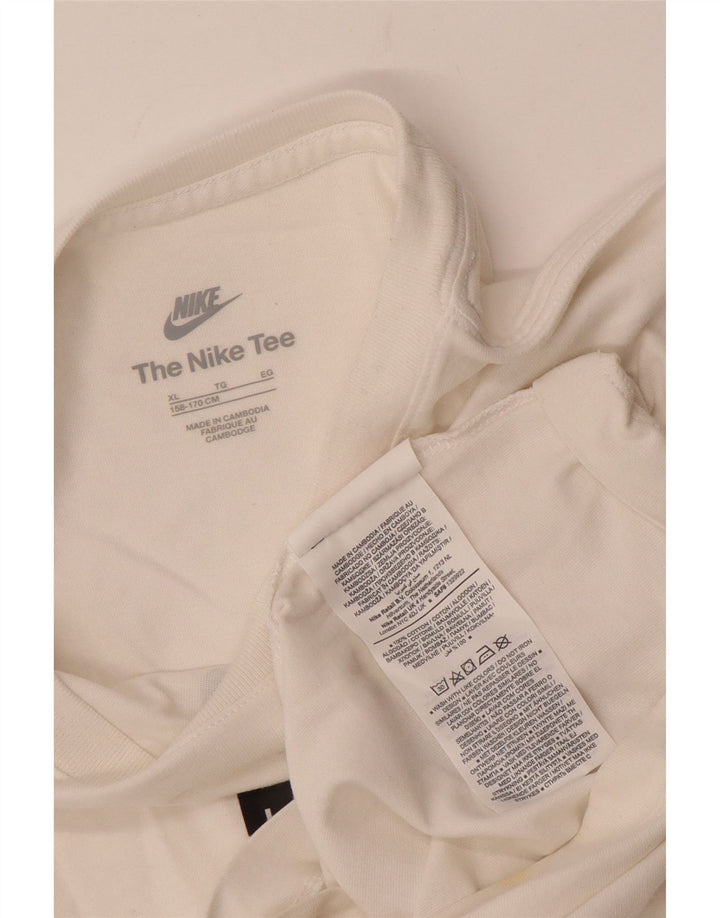 Футболка NIKE с рисунком для мальчиков, топ 13–14 лет, размер XL, белый хлопок