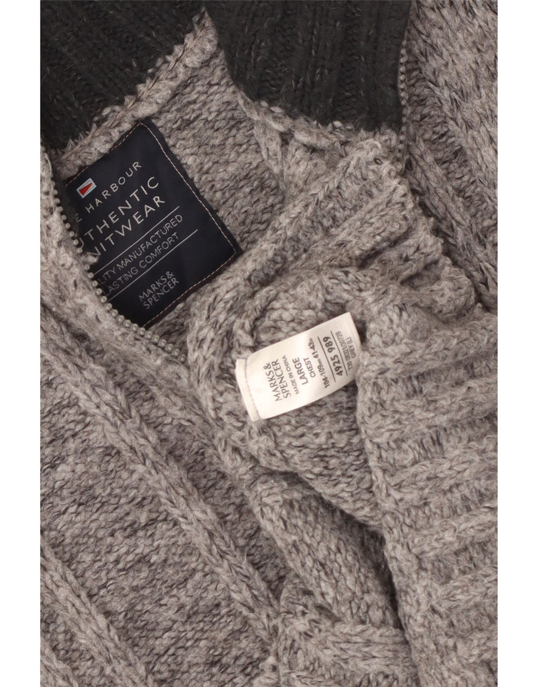 Мужской джемпер с воротником на молнии MARKS & SPENCER UK 41/43, большой серый