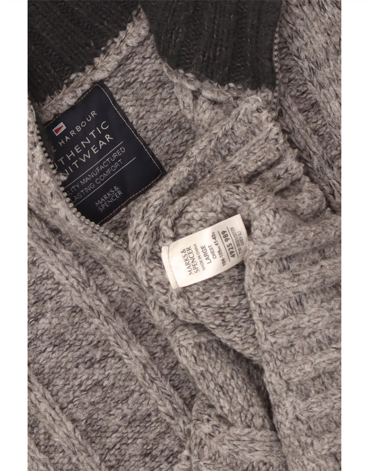 Мужской джемпер с воротником на молнии MARKS & SPENCER UK 41/43, большой серый