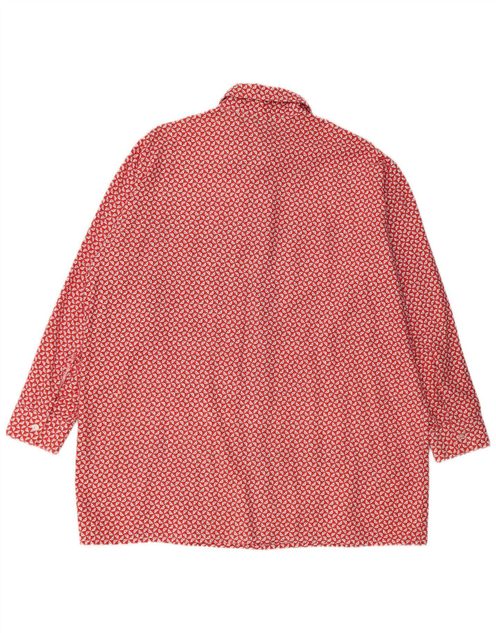 Винтажная мужская рубашка, размер 44 XL, красная с геометрическим рисунком