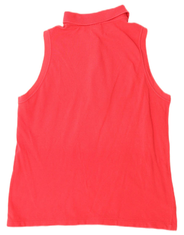 LACOSTE Женская рубашка поло без рукавов, размер 44, большая розовая, хлопок