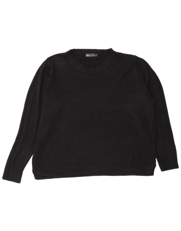 Marks & Spencer Womens Regular Fit Crew Neck Jumper Sweater UK 22 2XL Black