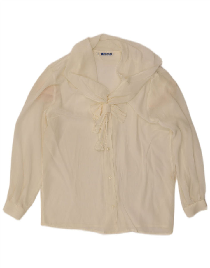 Женская блузка-рубашка с завязками спереди Lebole IT 44, средний белый шелк