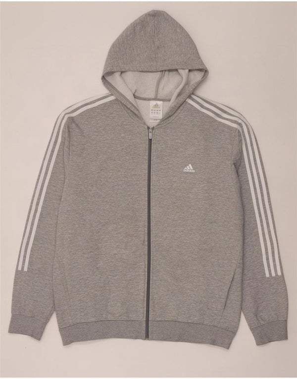 Мужской свитер с капюшоном на молнии Adidas 2XL, серый хлопок с крапинками