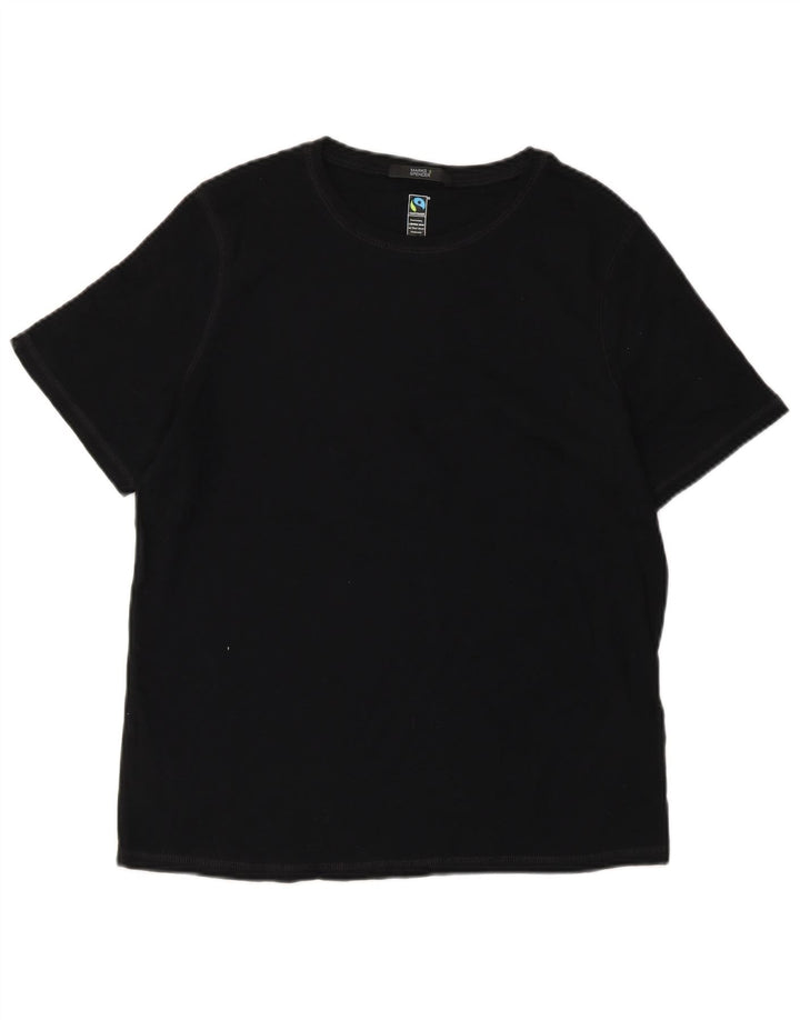 MARKS & SPENCER Womens T-Shirt Top UK 16 Large Black Cotton
