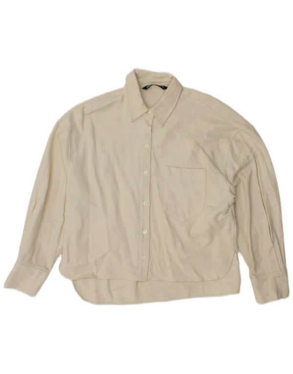 Женская рубашка оверсайз Zara UK 6 XS из белого хлопка