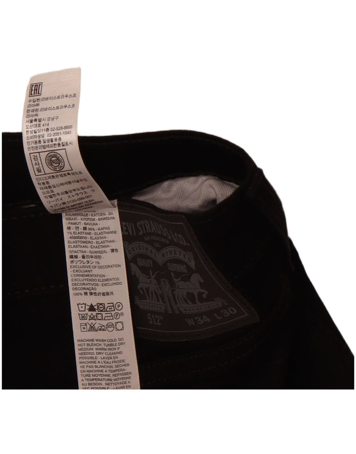 Мужские зауженные зауженные джинсы LEVI'S 512 W34 L25, черный хлопок