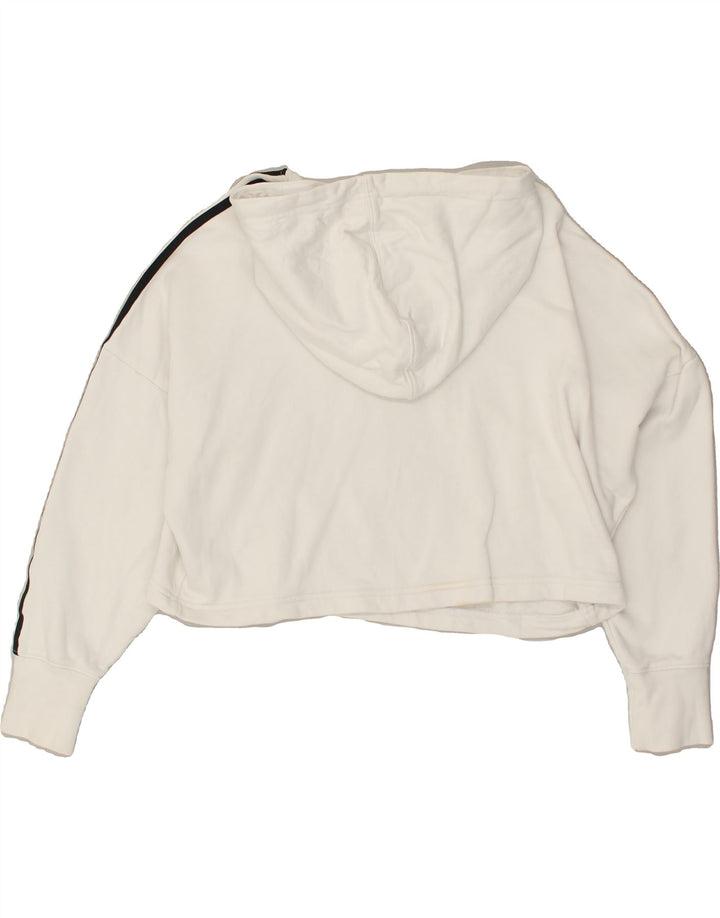 ADIDAS Womens Crop Hoodie Jumper UK 10 Small  Off White Cotton | Vintage Adidas | Thrift | Second-Hand Adidas | Used Clothing | Messina Hembry 