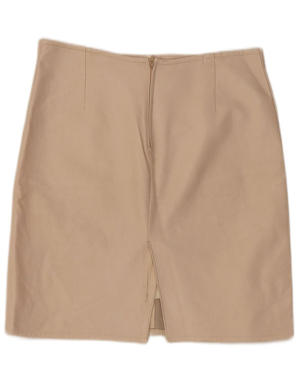 Vintage Womens Leather Skirt W30 Medium Beige
