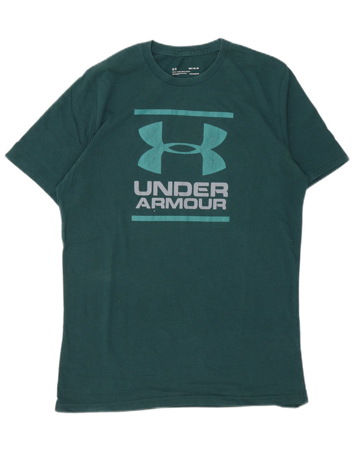 Мужская футболка с рисунком Under Armour, хлопковый топ среднего зеленого цвета