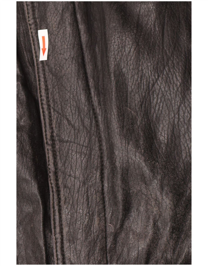 Винтажная женская кожаная куртка IT 52 2XL Черная кожа