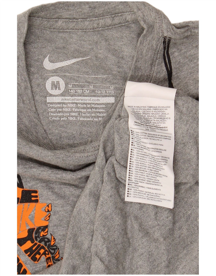 Футболка с рисунком Nike для мальчиков, 10–11 лет, хлопковый средний серый цвет