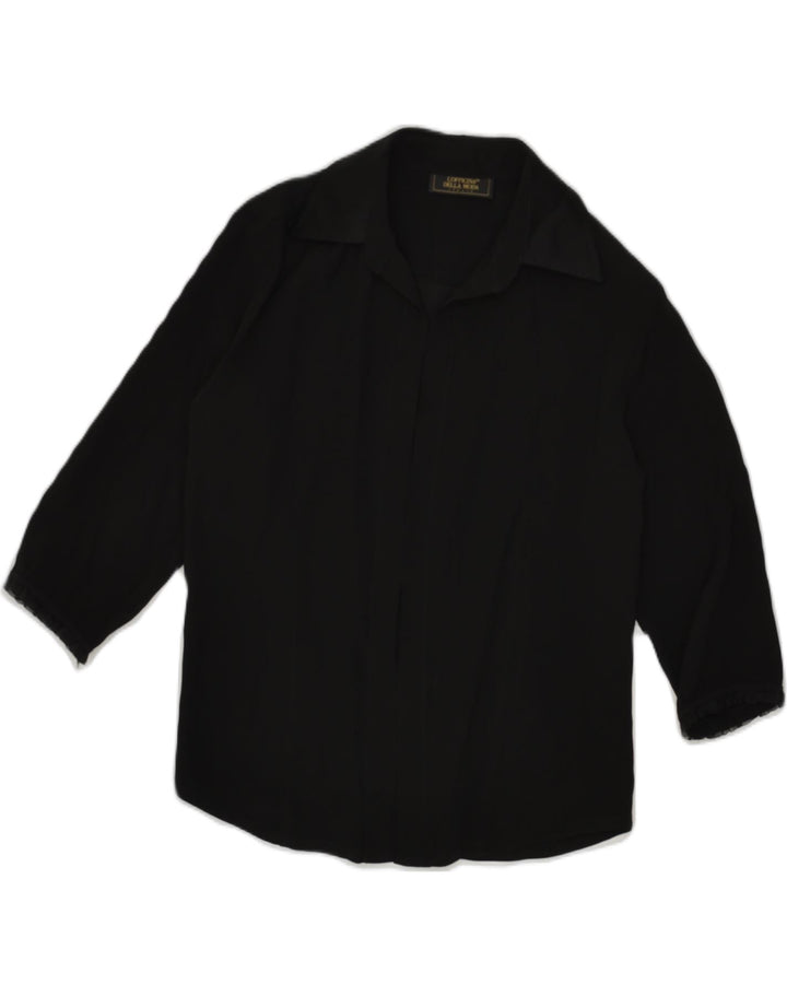 VINTAGE Womens 3/4 Sleeve Cardigan Top UK 12 Medium Black Viscose | Vintage Vintage | Thrift | Second-Hand Vintage | Used Clothing | Messina Hembry 