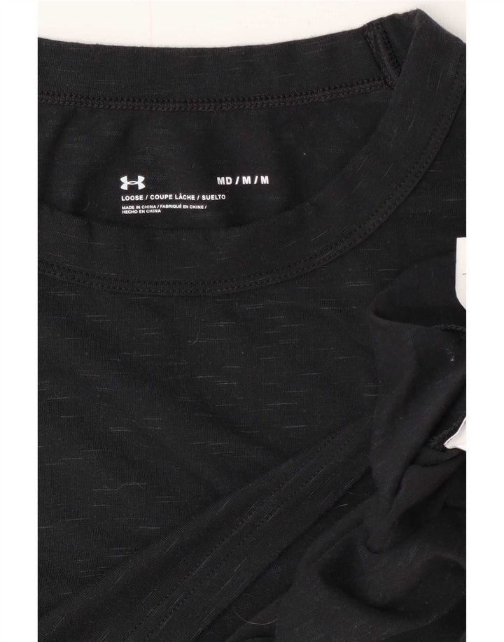 Женский укороченный топ Under Armour с длинным рукавом UK 14, средний черный хлопок, хлопок
