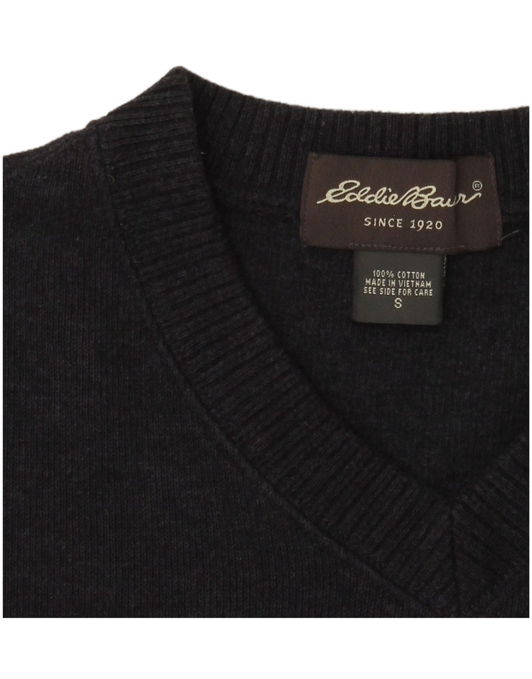 Мужской джемпер с v-образным вырезом Eddie Bauer, маленький темно-синий хлопковый свитер