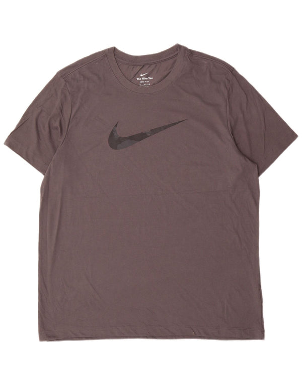 Мужская футболка с рисунком Nike Dri Fit, топ XL, серый хлопок