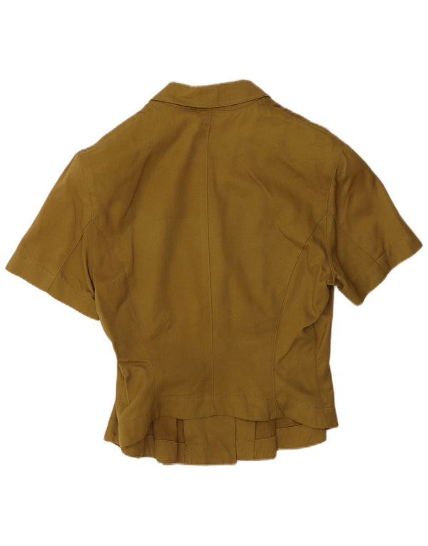 Ernestina Cerini Womens Crop Short Sleeve Shirt Blouse IT 42 Medium Khaki
