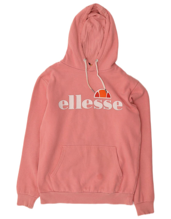 Женский джемпер с капюшоном Ellesse Oversized с рисунком UK 10, маленький розовый хлопок