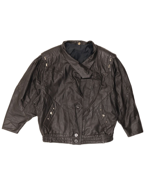 ВИНТАЖНАЯ Женская кожаная куртка EU 38 средний черный