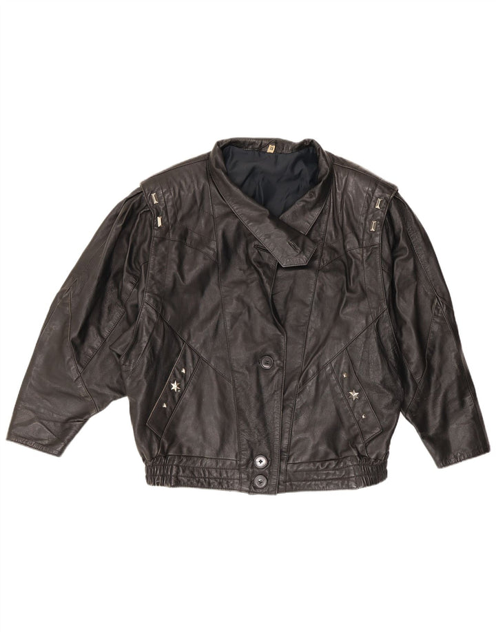 ВИНТАЖНАЯ Женская кожаная куртка EU 38 средний черный