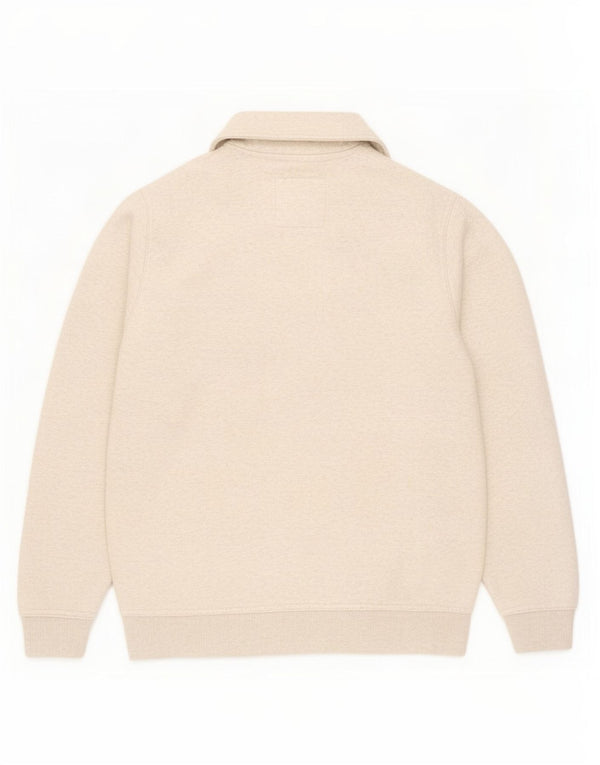 Crew Clothing Мужской свитшот с воротником на молнии, джемпер среднего размера, хлопковый бежевый с крапинками