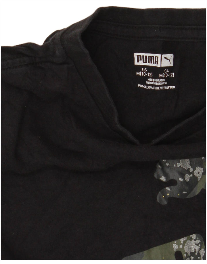 Футболка с рисунком PUMA для мальчиков, топ 10–11 лет, средний черный