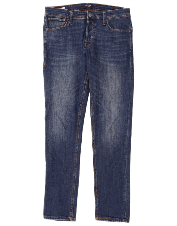 Мужские узкие джинсы Jack & Jones W32 L32 синие, хлопок