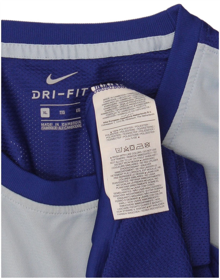 Мужская футболка Nike Dri Fit Top XL, синяя, полиэстер с цветными блоками
