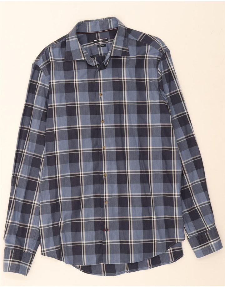 TOMMY HILFIGER Mens Tailored Shirt Size 41 16 Large Navy Blue Check Vintage Tommy Hilfiger and Second-Hand Tommy Hilfiger from Messina Hembry 