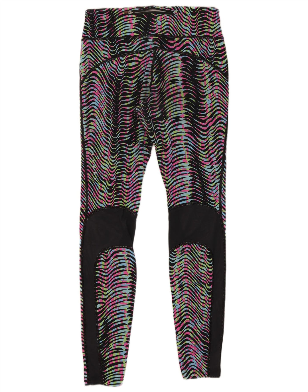 Женские леггинсы Nike Dri Fit UK 12, нейлон, средние разноцветные полоски