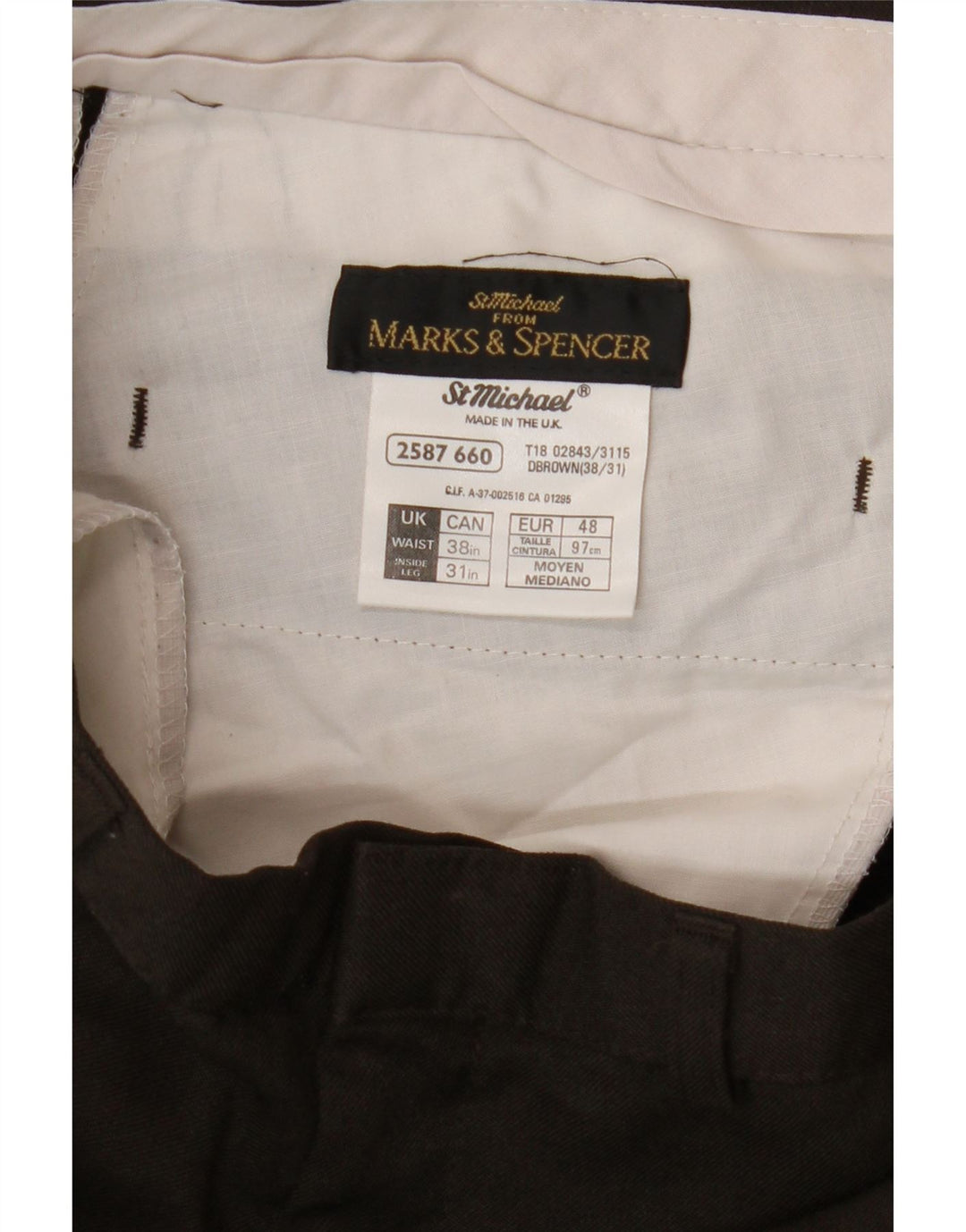 Мужские повседневные зауженные брюки Marks & Spencer W38 L31 коричневые из полиэстера