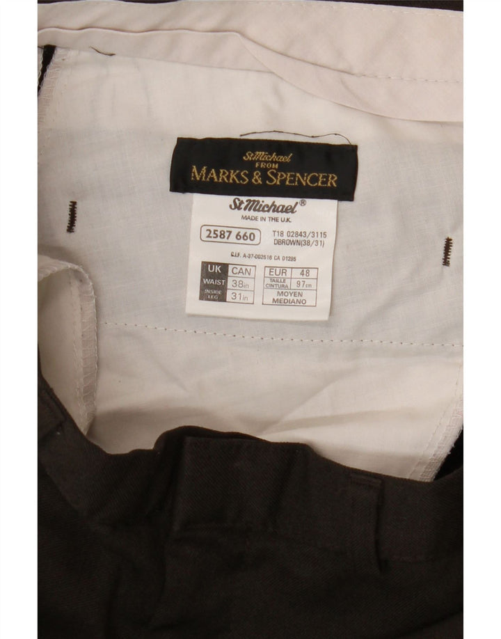 Мужские повседневные зауженные брюки Marks & Spencer W38 L31 коричневые из полиэстера