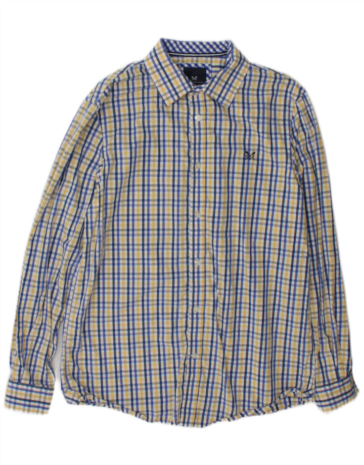 Crew Clothing Мужская рубашка классического кроя из хлопка среднего синего цвета в клетку