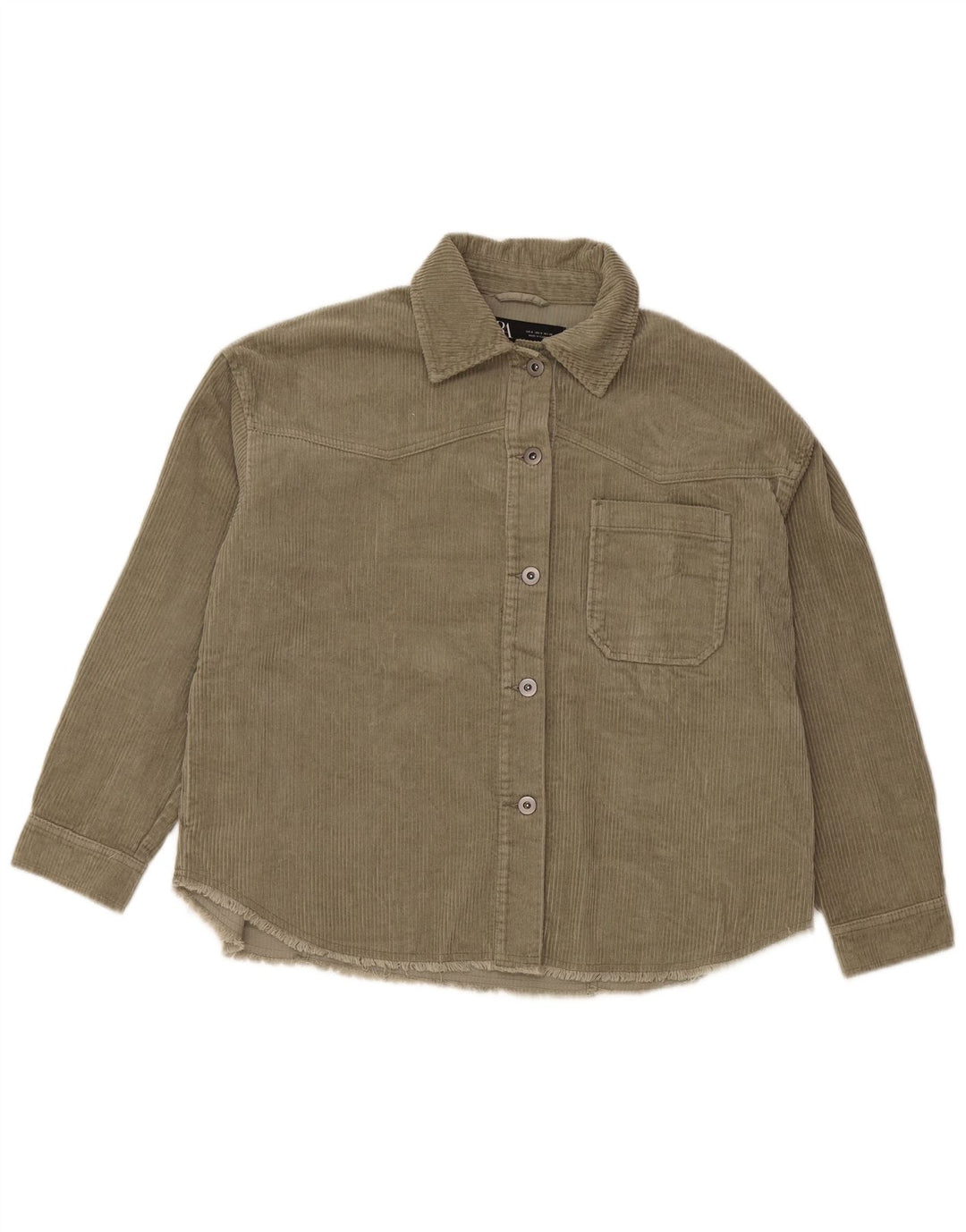 Женская вельветовая рубашка оверсайз ZARA UK 10, маленький размер, зеленый хлопок