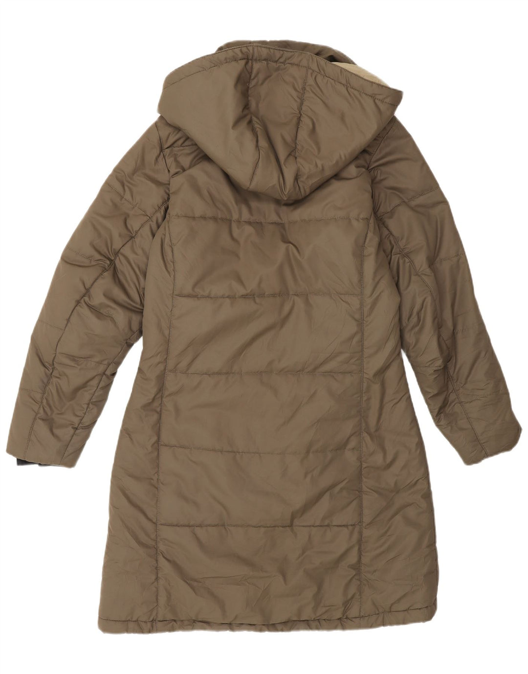 Женское стеганое пальто с капюшоном Jack Wolfskin UK 10, маленький цвет хаки, полиэстер