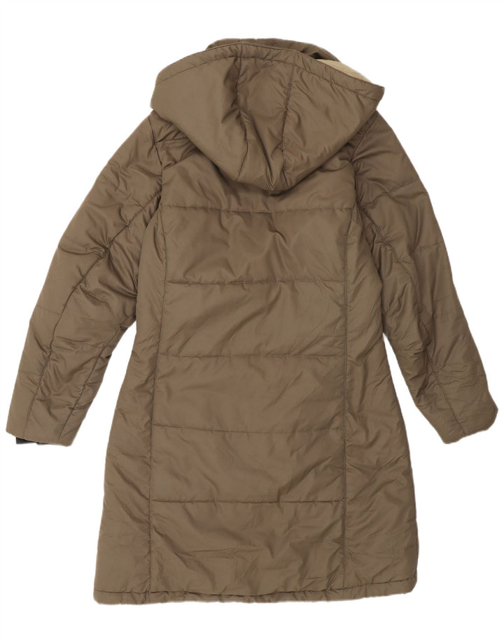 Женское стеганое пальто с капюшоном Jack Wolfskin UK 10, маленький цвет хаки, полиэстер