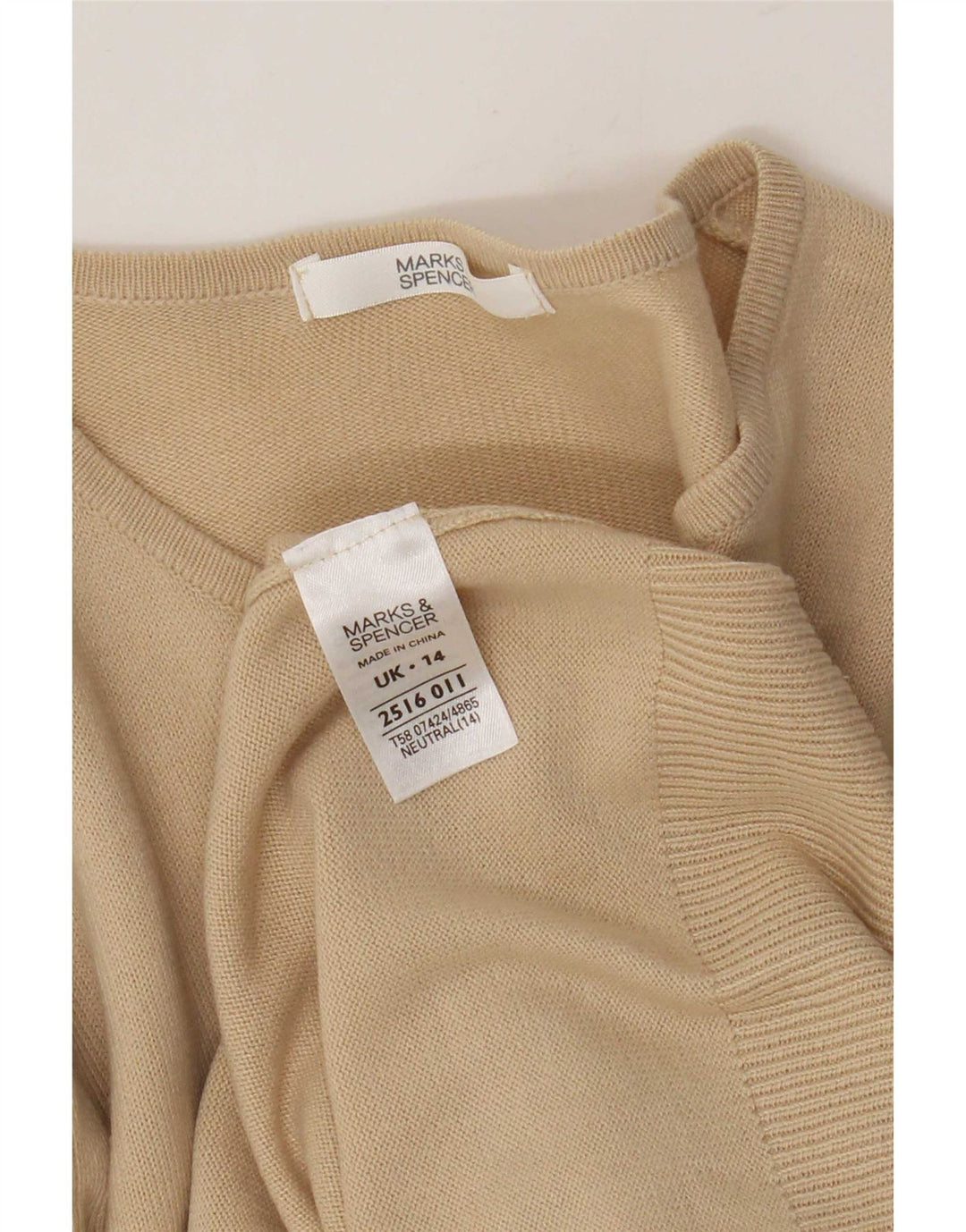 Женский кардиган Marks & Spencer UK 14, средний бежевый акрил