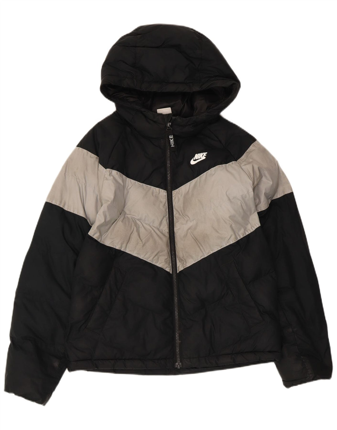 Утепленная куртка с капюшоном Nike для мальчиков 12–13 лет, большая черная цветная блокировка