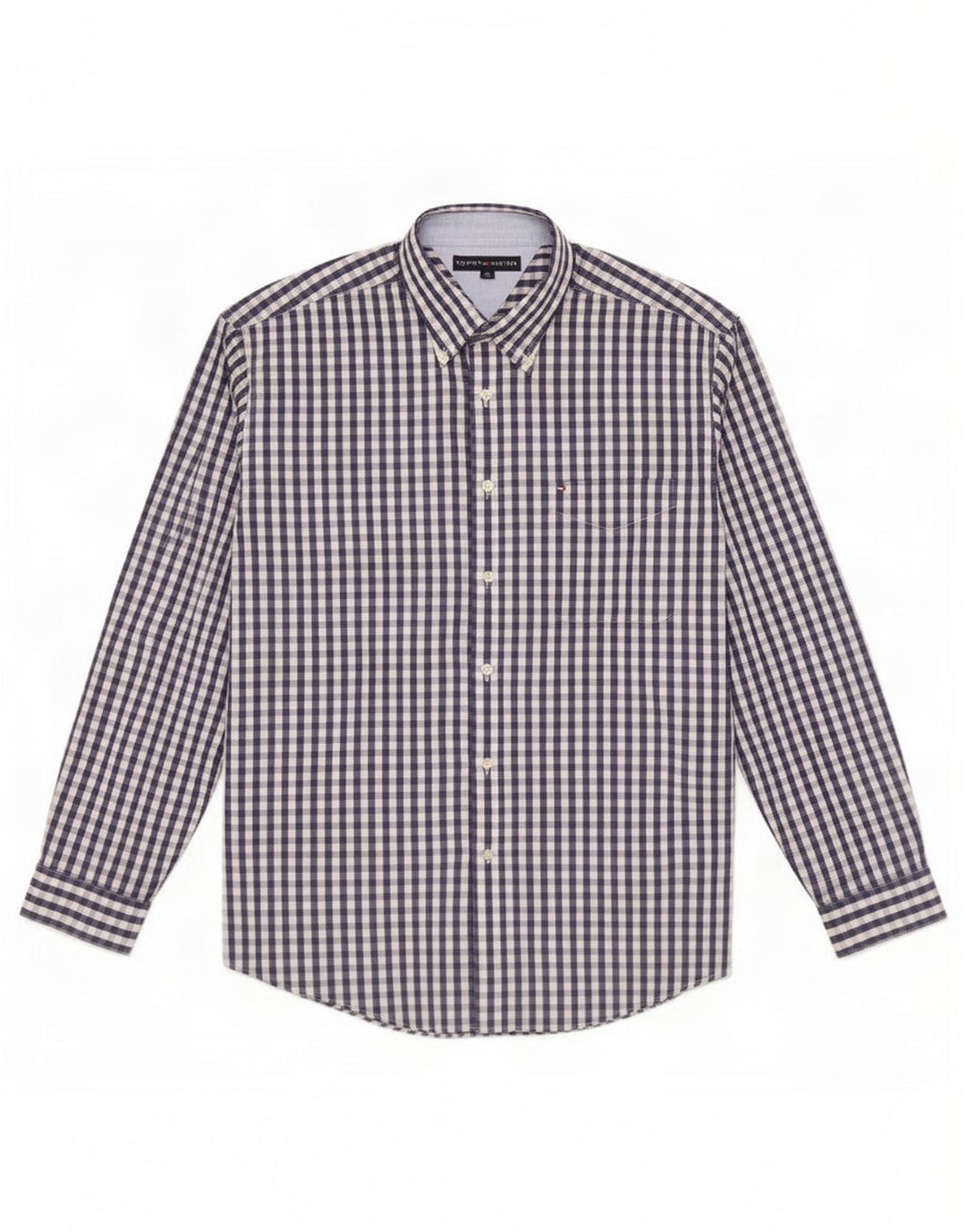 Мужская рубашка Tommy Hilfiger XL, темно-синяя, хлопок в мелкую клетку