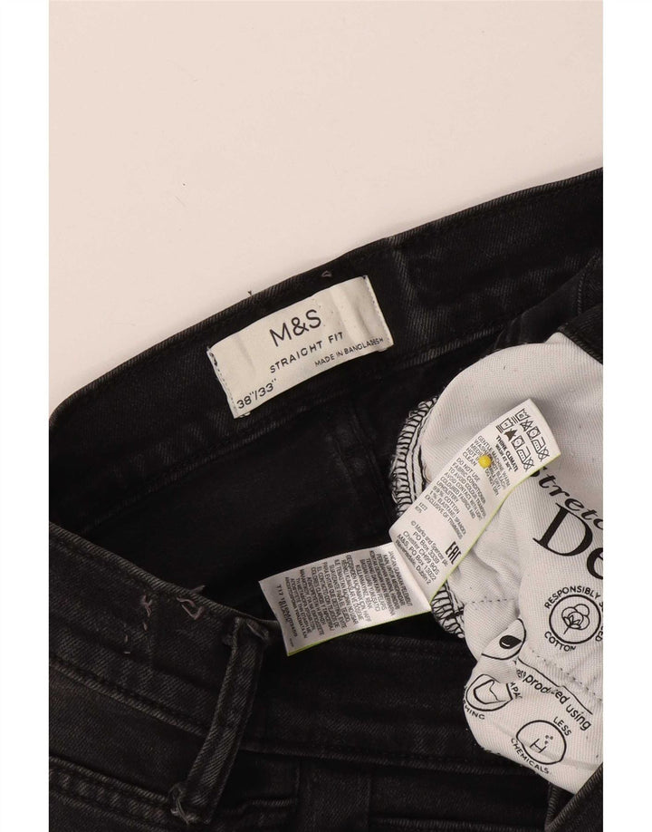 Мужские прямые джинсы Marks & Spencer W38 L33, черный хлопок