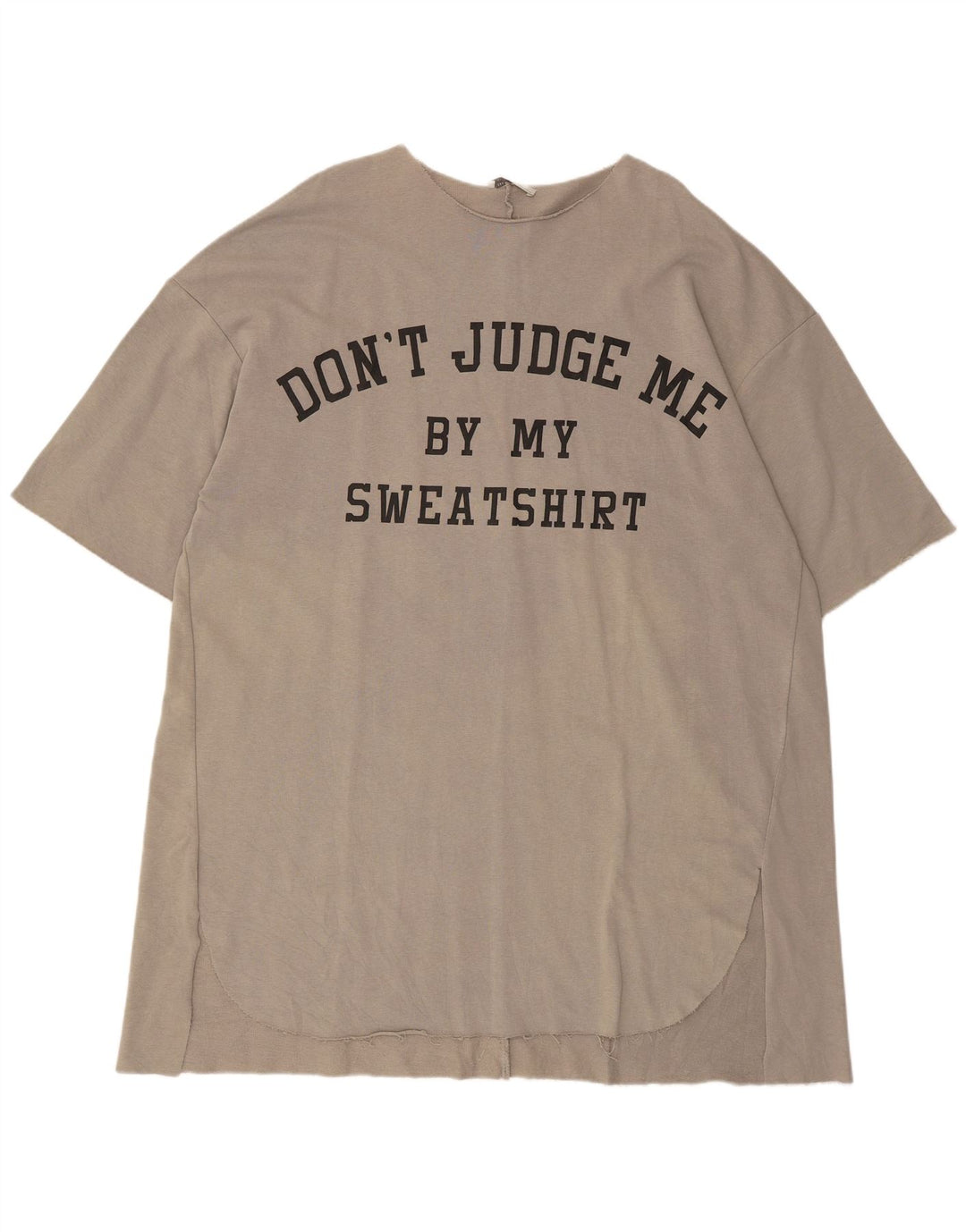 Женское платье-футболка оверсайз с рисунком Zara UK 14, хлопок среднего серого цвета