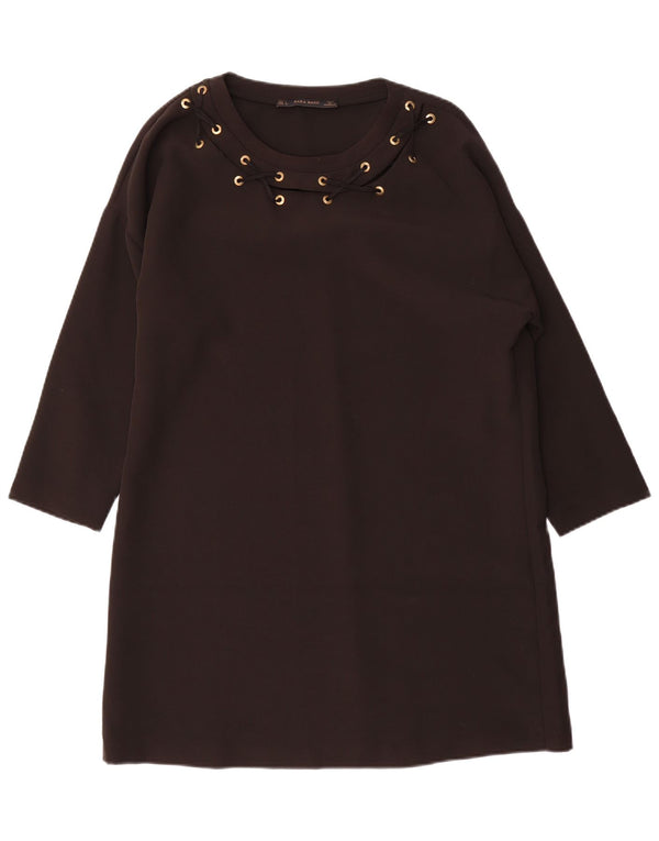 Женское платье-туника с рукавом 3/4 Zara UK 16, большое черное
