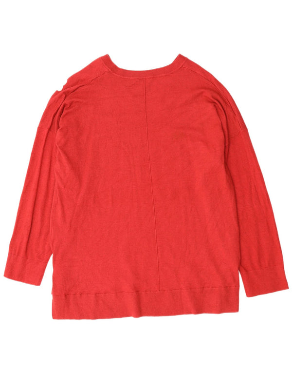 Женский джемпер с v-образным вырезом и рисунком Autograph, Великобритания, 20, 2XL, красная вискоза