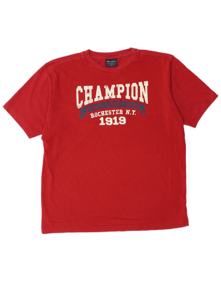 CHAMPION Mens Graphic T-Shirt Top Large Red