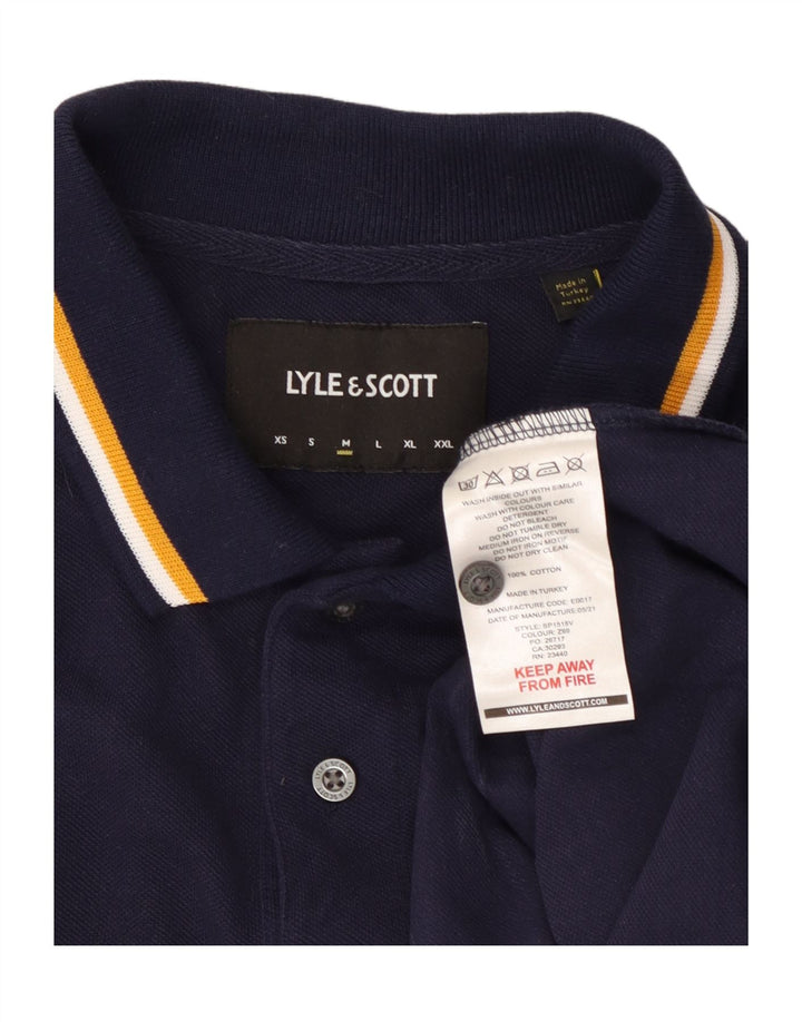Мужская рубашка-поло Lyle & Scott, темно-синяя, хлопковая, среднего размера